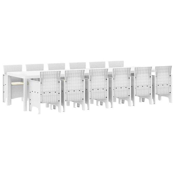 vidaXL Σέτ φαγητού για κήπο 13 pcs Λευκό Rattan Polt
