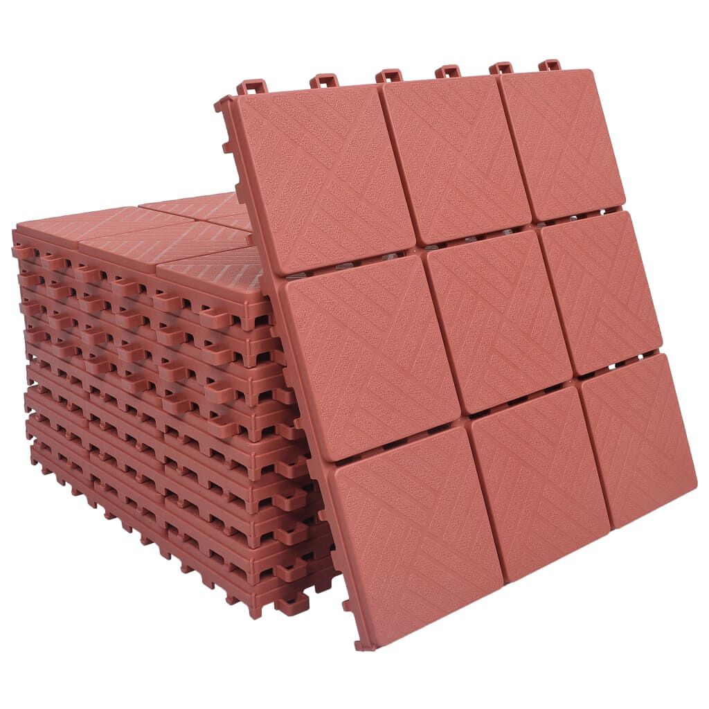 vidaXL Πλακάκια Deck 10 τεμ. Κόκκινα 30,5 x 30,5 εκ. Πλαστικά