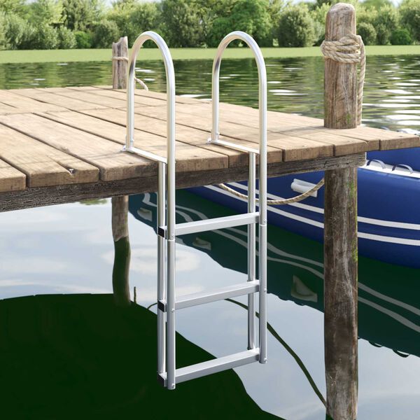 vidaxl Σκάλα ντόκ Ασημί 45 x 11.5 x 134 εκ Αλουμίνιο