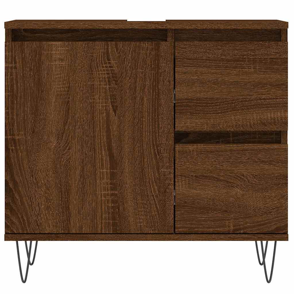 vidaXL Ντουλάπι Μπάνιου Καφέ Δρυς 65x33x60 εκ. Επεξεργασμένο Ξύλο