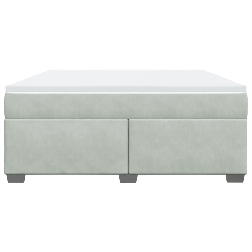 vidaXL Κρεβάτι Boxspring με Στρώμα Ανοιχτό Γκρι 180x200 εκ. Βελούδινο