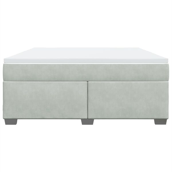 vidaXL Κρεβάτι Boxspring με Στρώμα Ανοιχτό Γκρι 180x200 εκ. Βελούδινο