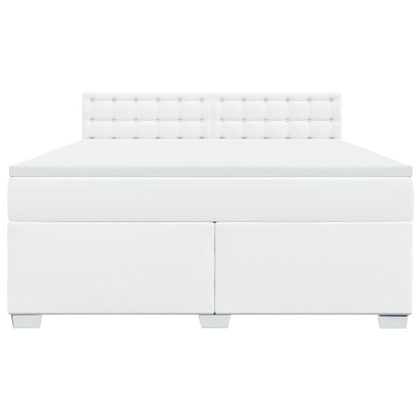 vidaXL Κρεβάτι Boxspring με Στρώμα Λευκό 180x200 εκ. Συνθετικό Δέρμα