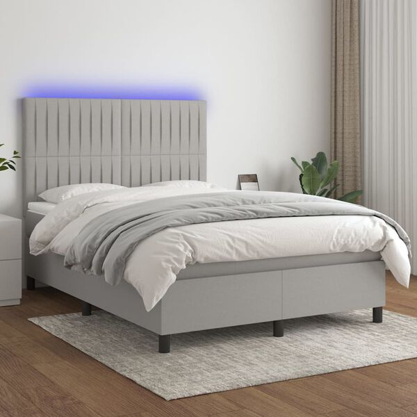 vidaXL &Kappa;&rho;&epsilon;&beta;ά&tau;&iota; Boxspring &mu;&epsilon; &Sigma;&tau;&rho;ώ&mu;&alpha; & LED &Alpha;&nu;.&Gamma;&kappa;&rho;&iota; 140x200&epsilon;&kappa;. &Upsilon;&phi;&alpha;&sigma;&mu;ά&tau;&iota;&nu;&omicron;