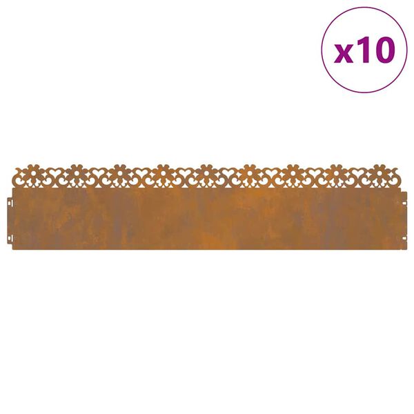 vidaXL Περιγράμματα γκαζόν 10 pcs Σκ rusty 103 x 0,05 x 22 εκ