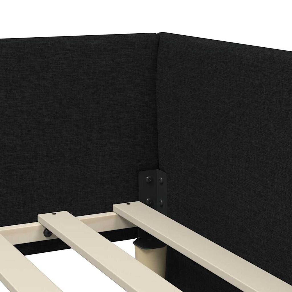 vidaXL Κρεβάτι Γωνίας Μαύρο 90 x 200 cm Ύφασμα και Έργο ξύλου
