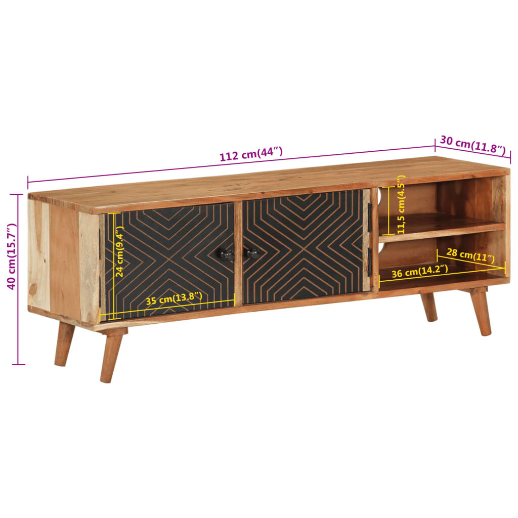 vidaXL Έπιπλο Τηλεόρασης 112 x 30 x 40 εκ. από Μασίφ Ξύλο Ακακίας