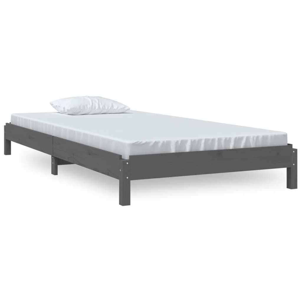 vidaXL Κρεβάτι Στοιβαζόμενο Γκρι 75x190 εκ. από Μασίφ Ξύλο Πεύκου