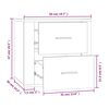 vidaXL Κομοδίνο Επιτοίχιο Γυαλιστερό Λευκό 50 x 36 x 47 εκ.
