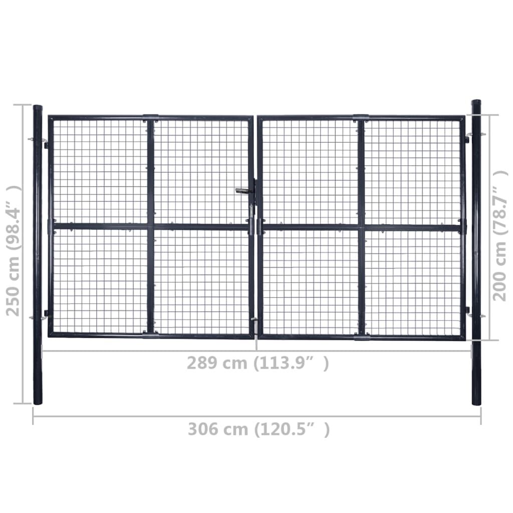 vidaXL Πόρτα Περίφραξης με Πλέγμα Γκρι 289 x 200 εκ. Γαλβαν. Χάλυβας