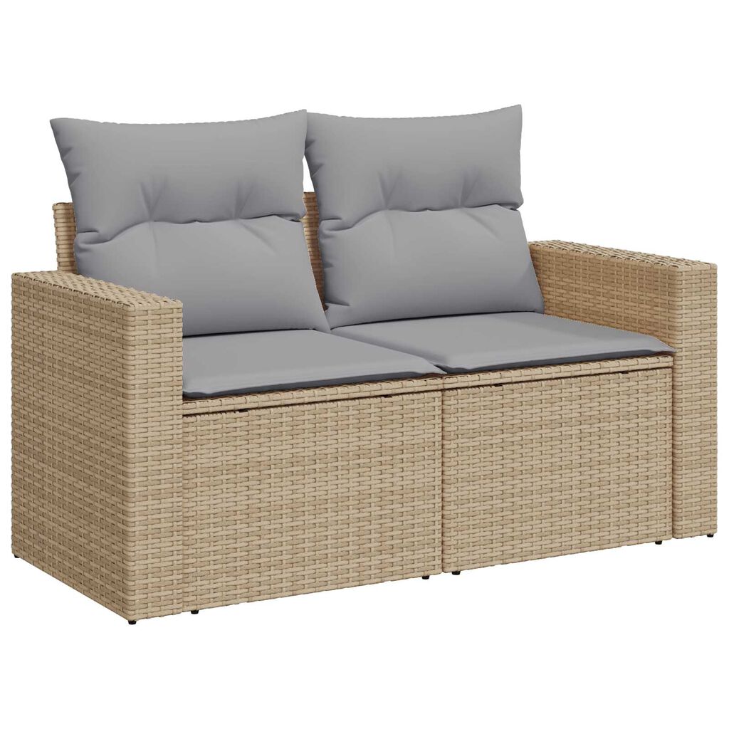 vidaXL Σετ Καναπέ Κήπου Ρυθμιζόμενο ύψος 10 pcs Μπεζ συνθετικό ρατάν