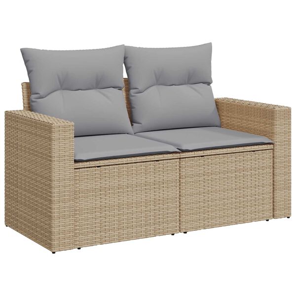 vidaXL Σετ Καναπέ Κήπου Ρυθμιζόμενο ύψος 10 pcs Μπεζ συνθετικό ρατάν