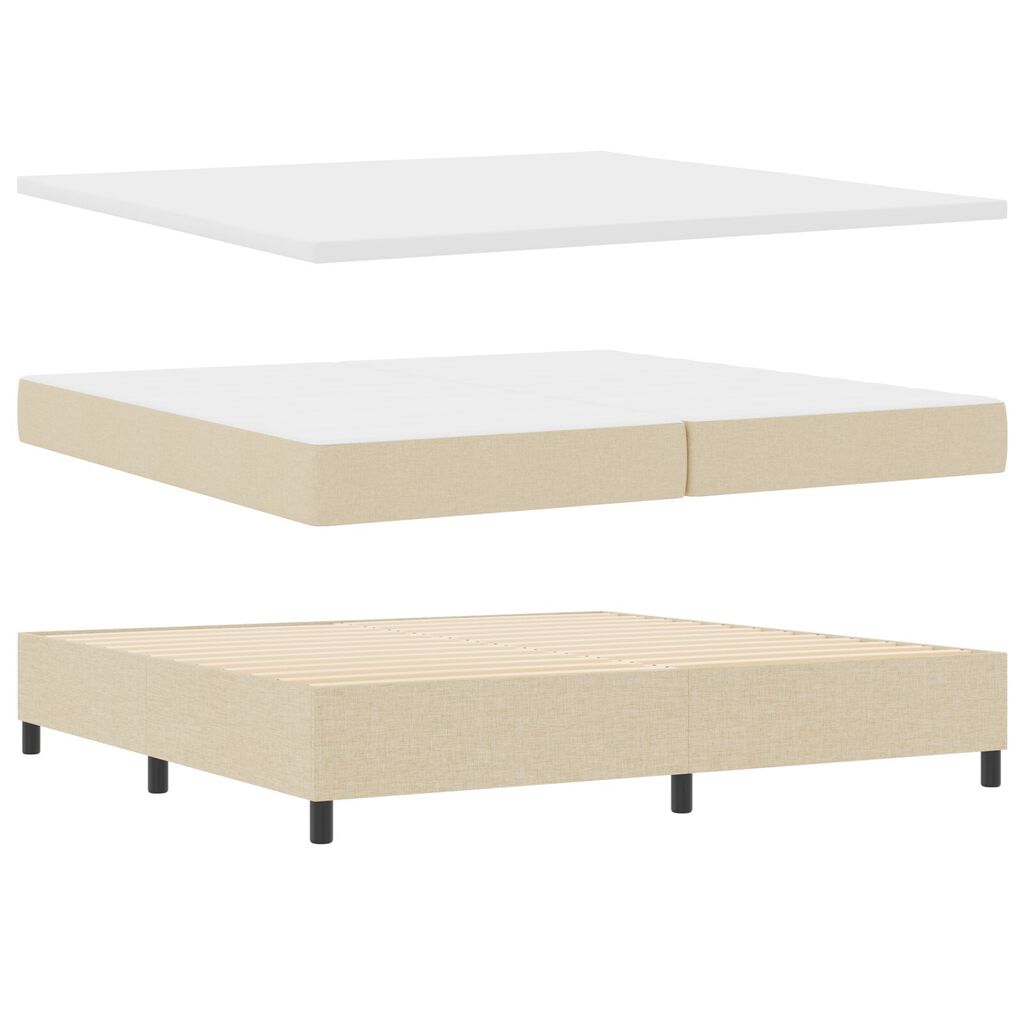 vidaXL Κρεβάτι Box Spring με Στρώμα - Κρεμ, 200x200 εκ. Ύφασμα