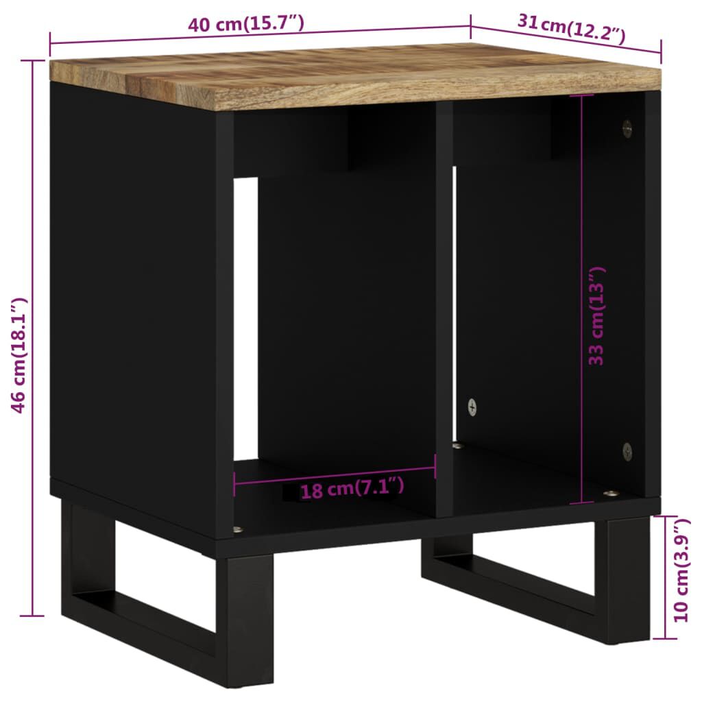 vidaXL Βοηθητικό Τραπέζι 40x31x46 εκ. Μασίφ Ξύλο Μάνγκο & Επεξ. Ξύλο
