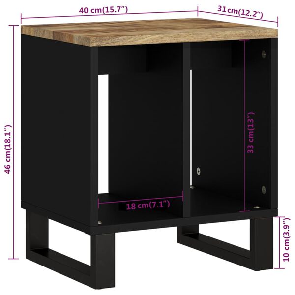 vidaXL Βοηθητικό Τραπέζι 40x31x46 εκ. Μασίφ Ξύλο Μάνγκο & Επεξ. Ξύλο