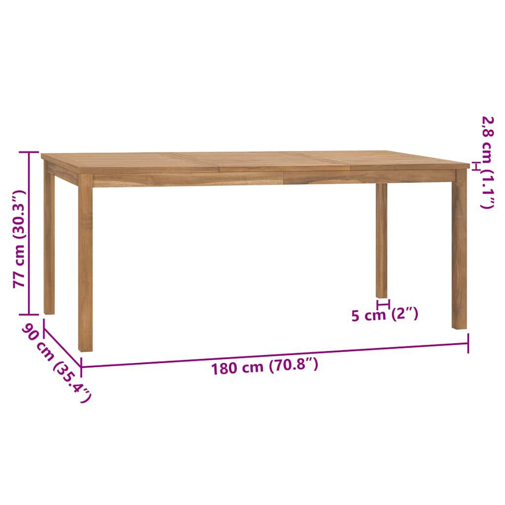 vidaXL Τραπεζαρία Κήπου 180 x 90 x 77 εκ. από Μασίφ Ξύλο Teak