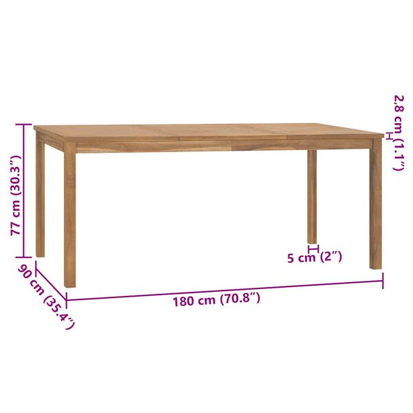 vidaXL Τραπεζαρία Κήπου 180 x 90 x 77 εκ. από Μασίφ Ξύλο Teak