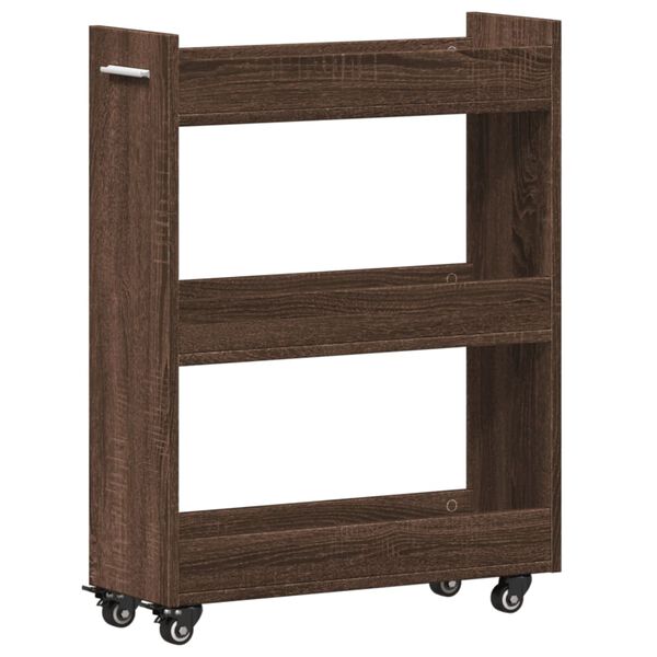 vidaXL Έπιπλο με Ρόδες Καφέ Δρυς 60x22x79 εκ. Επεξεργασμένο Ξύλο