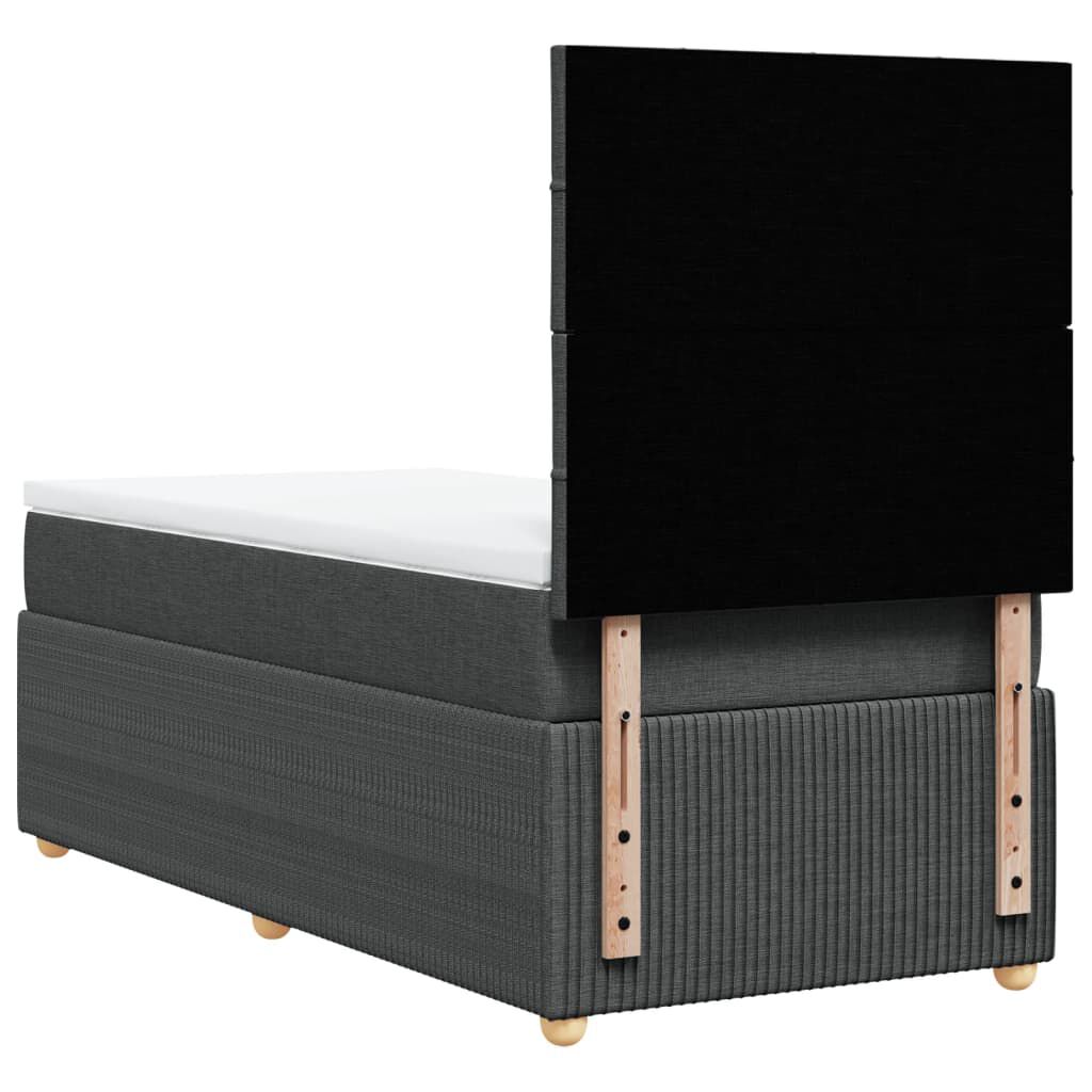 vidaXL Κρεβάτι Boxspring με Στρώμα Σκούρο Γκρι 100x200 εκ. Υφασμάτινο