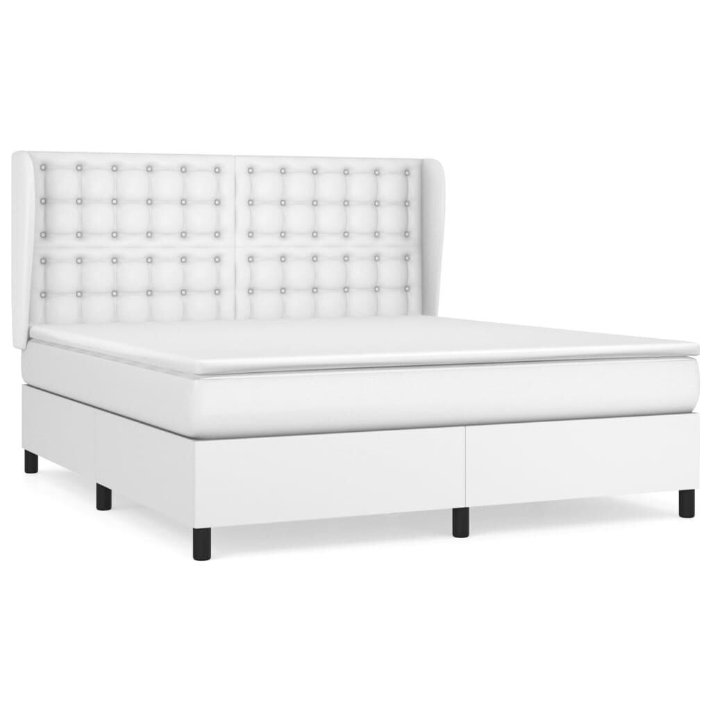 vidaXL Κρεβάτι Boxspring με Στρώμα Λευκό 180x200 εκ. Συνθετικό Δέρμα