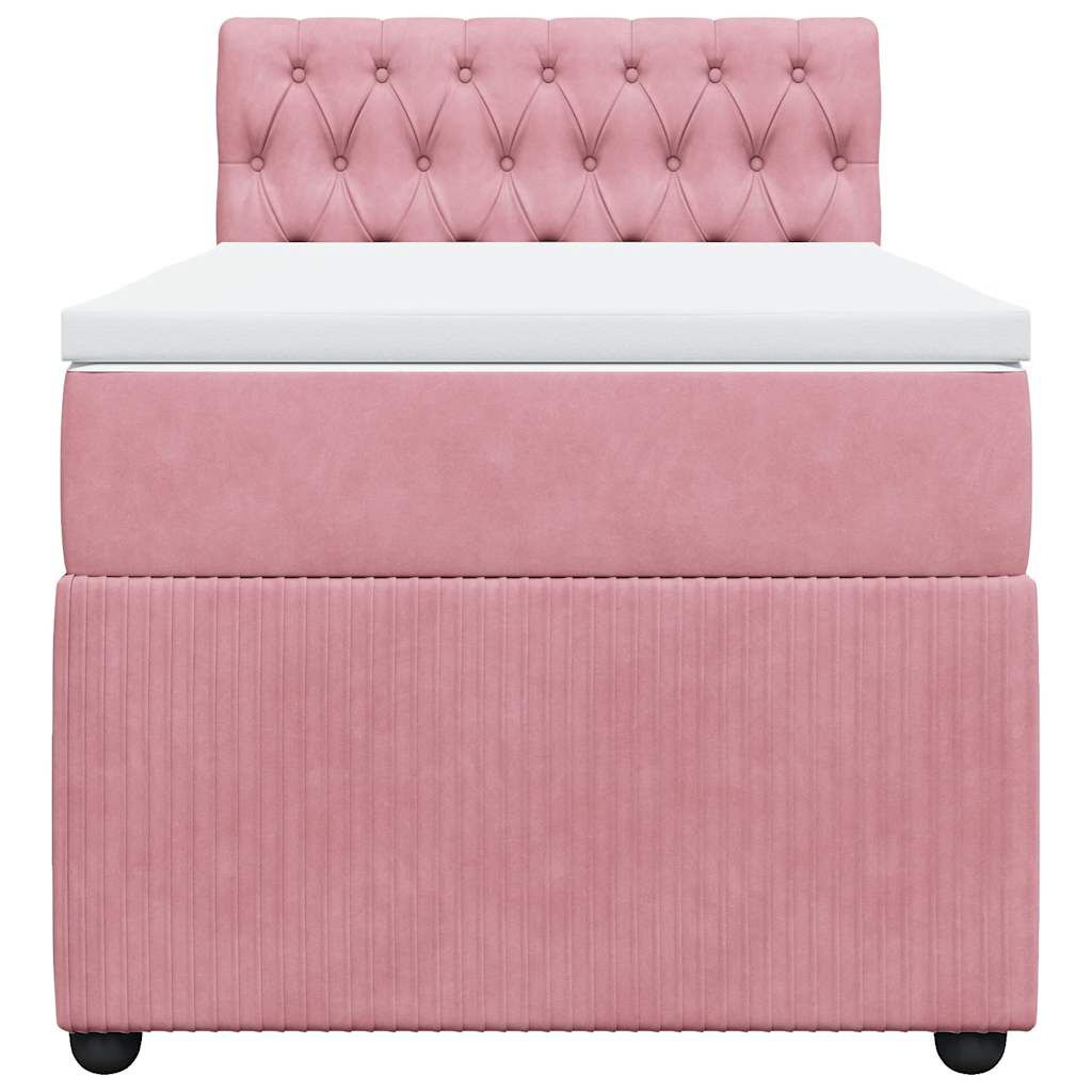 vidaXL Κρεβάτι Boxspring με Στρώμα Ροζ 100x200 εκ. Βελούδινο