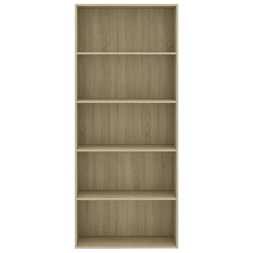 vidaXL Βιβλιοθήκη με 5 Ράφια Sonoma Δρυς 80 x 30 x 189 εκ. Επεξ. Ξύλο