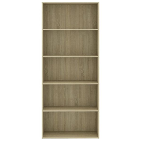 vidaXL Βιβλιοθήκη με 5 Ράφια Sonoma Δρυς 80 x 30 x 189 εκ. Επεξ. Ξύλο