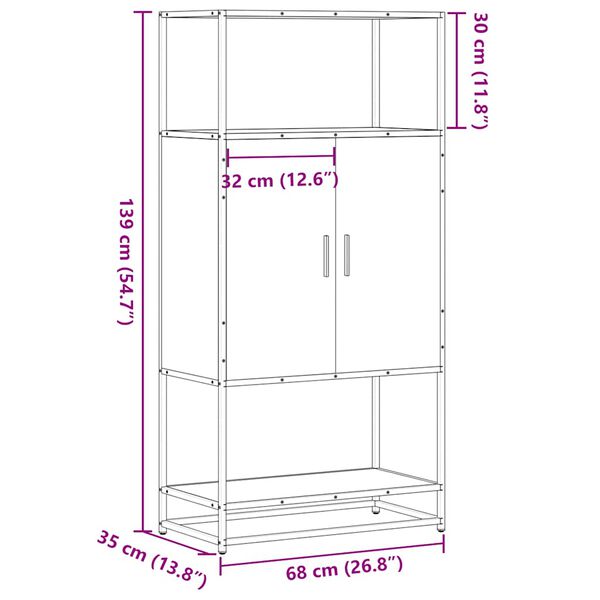 vidaXL Highboard Καπνιστή δρυς 68x35x139 cm Κατασκευασμένο ξύλο
