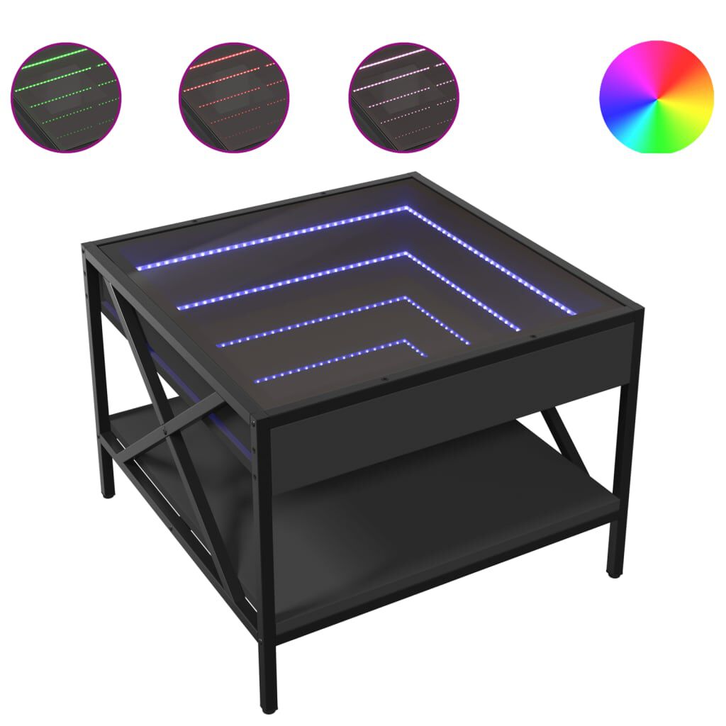vidaXL Τραπεζάκι Σαλονιού Infinity LED Μαύρο 50x50x38 εκ.