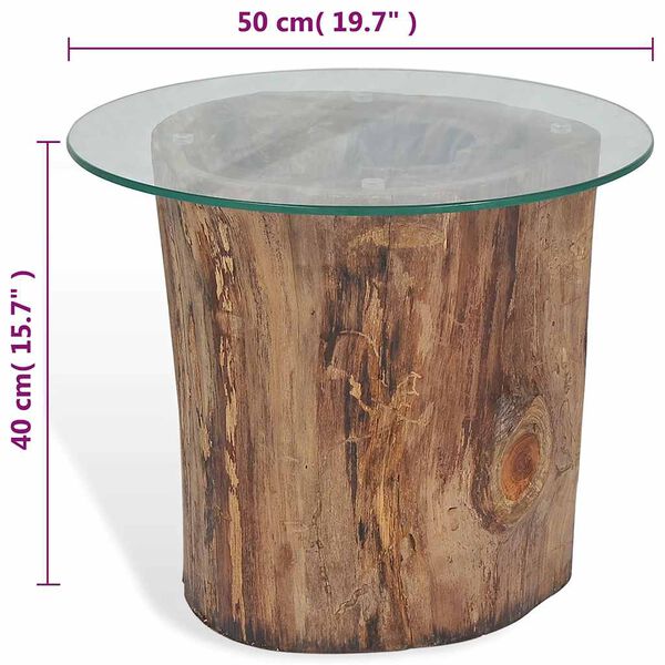vidaXL Τραπεζάκι Σαλονιού 50 x 40 εκ. από Ξύλο Teak / Γυαλί