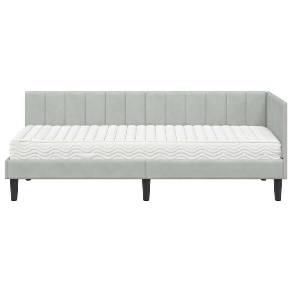 vidaXL Κρεβάτι Γωνίας με στρώμα Ανοιχτό γκρι 80 x 200 cm Βελούδο