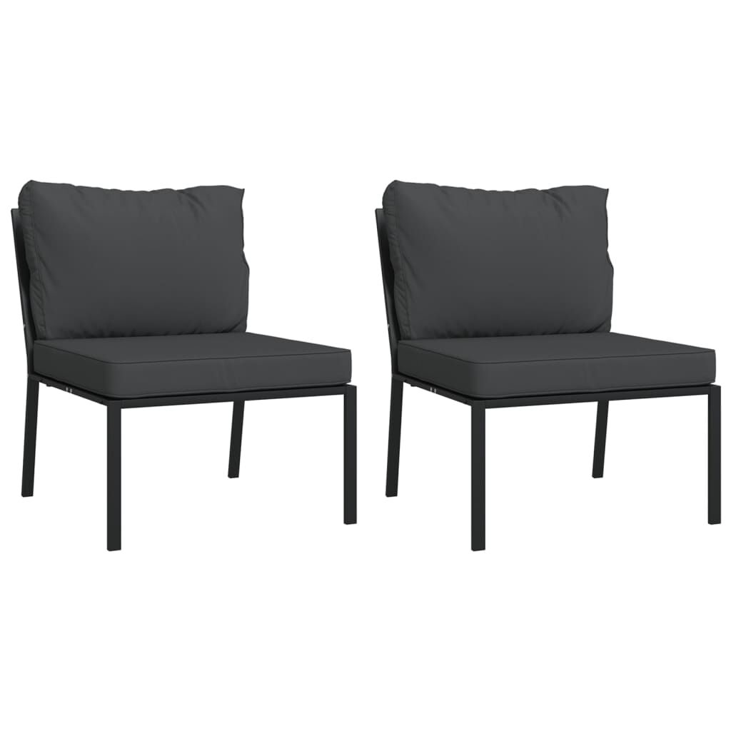 vidaXL Καρέκλες Κήπου 2 τεμ. 60 x 74 x 79 εκ. Ατσάλι με Γκρι Μαξιλάρια