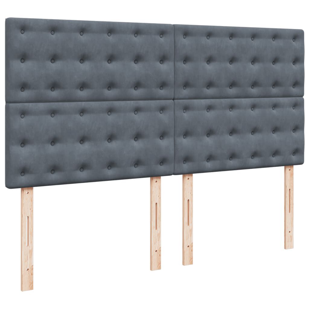vidaXL Κρεβάτι Boxspring με Στρώμα Σκούρο Γκρι 200x200 εκ. Βελούδινο
