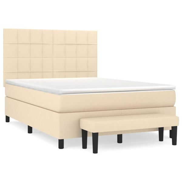 vidaXL &Kappa;&rho;&epsilon;&beta;ά&tau;&iota; Boxspring &mu;&epsilon; &Sigma;&tau;&rho;ώ&mu;&alpha; &Kappa;&rho;&epsilon;&mu; 140x190 &epsilon;&kappa;. &Upsilon;&phi;&alpha;&sigma;&mu;ά&tau;&iota;&nu;&omicron;