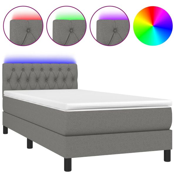 vidaXL &Kappa;&rho;&epsilon;&beta;ά&tau;&iota; Boxspring &mu;&epsilon; &Sigma;&tau;&rho;ώ&mu;&alpha; & LED &Sigma;&kappa;.&Gamma;&kappa;&rho;&iota; 100x200 &epsilon;&kappa; &Upsilon;&phi;&alpha;&sigma;&mu;ά&tau;&iota;&nu;&omicron;