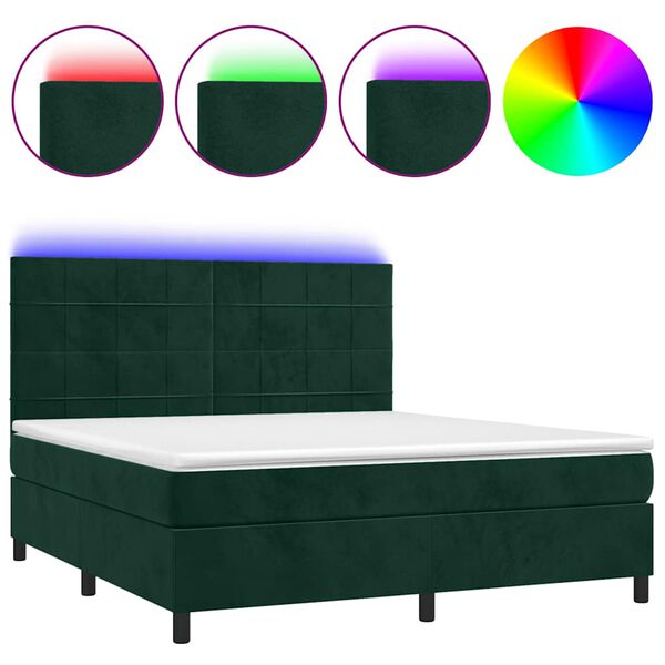 vidaXL &Kappa;&rho;&epsilon;&beta;ά&tau;&iota; Boxspring &mu;&epsilon; &Sigma;&tau;&rho;ώ&mu;&alpha; & LED &Sigma;&kappa;. &Pi;&rho;ά&sigma;&iota;&nu;&omicron; 160x200&epsilon;&kappa; &Beta;&epsilon;&lambda;&omicron;ύ&delta;&omicron;