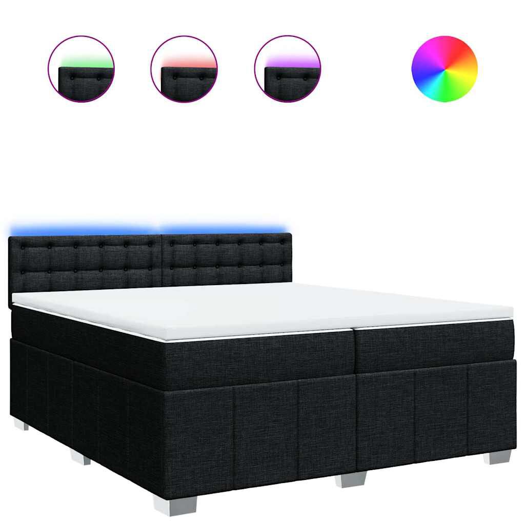 vidaXL Κρεβάτι Boxspring με Στρώμα Μαύρο 200x200 εκ. Υφασμάτινο
