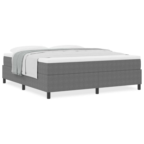 vidaXL Κρεβάτι με Στρώμα - Ανοιχτό Γκρι, Super King Size, Ύφασμα Σταυρωτό