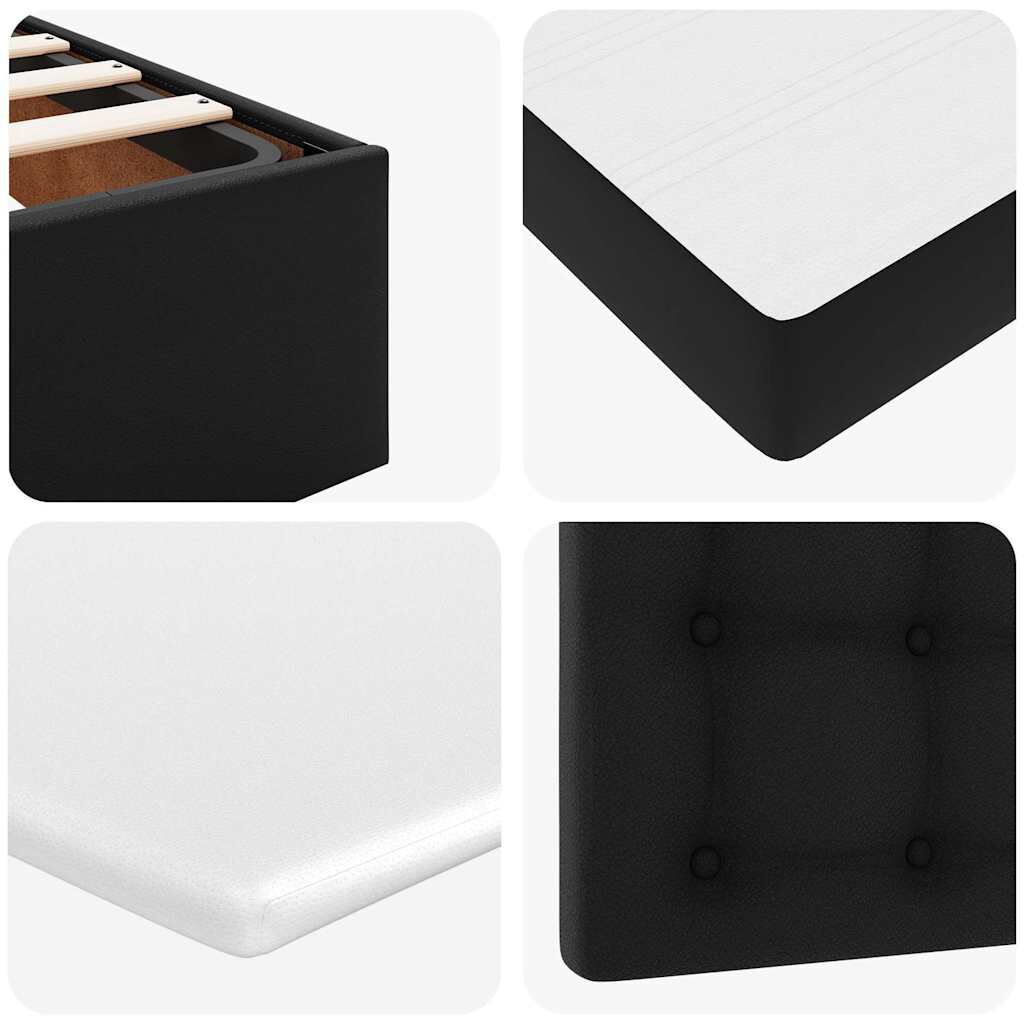 vidaXL Οθωμανικό κρεβάτι με στρώμα Μαύρο 90x200cm Faux Leather
