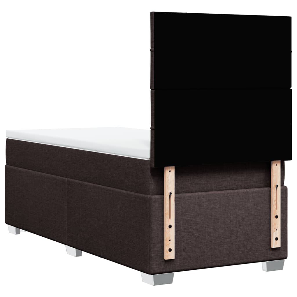 vidaXL Κρεβάτι Boxspring με Στρώμα Σκούρο Καφέ 100x200 εκ. Υφασμάτινο