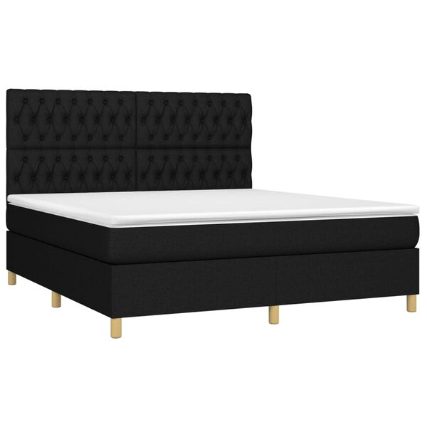 vidaXL &Kappa;&rho;&epsilon;&beta;ά&tau;&iota; Boxspring &mu;&epsilon; &Sigma;&tau;&rho;ώ&mu;&alpha; & LED &Mu;&alpha;ύ&rho;&omicron; 180x200 &epsilon;&kappa;. &Upsilon;&phi;&alpha;&sigma;&mu;ά&tau;&iota;&nu;&omicron;