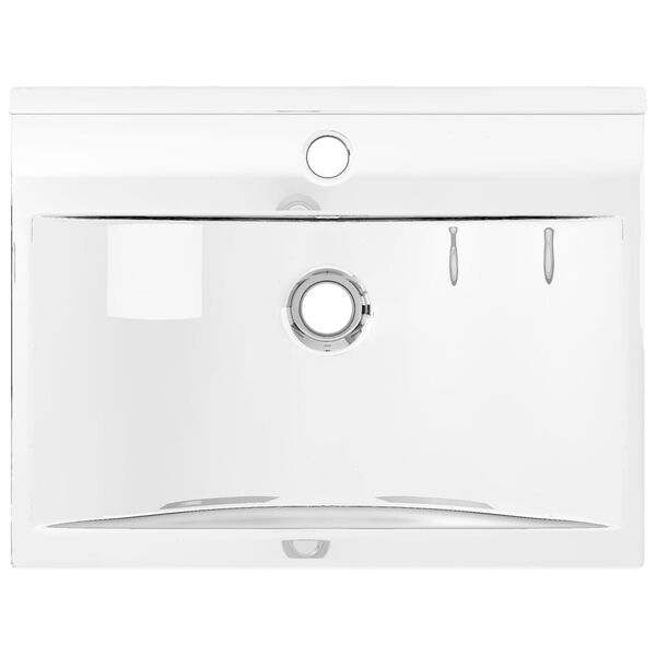 vidaXL Νιπτήρας με Οπή Υπερχείλισης Ασημί 60 x 46 x 16 εκ. Κεραμικός