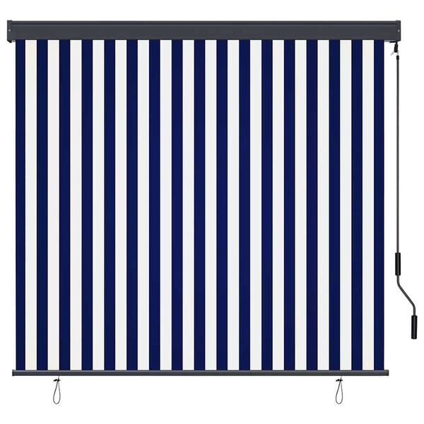 vidaXL Εξωτερικό ρολό Ριγέ Μπλε και λευκό 180 x 250 cm ύφασμα