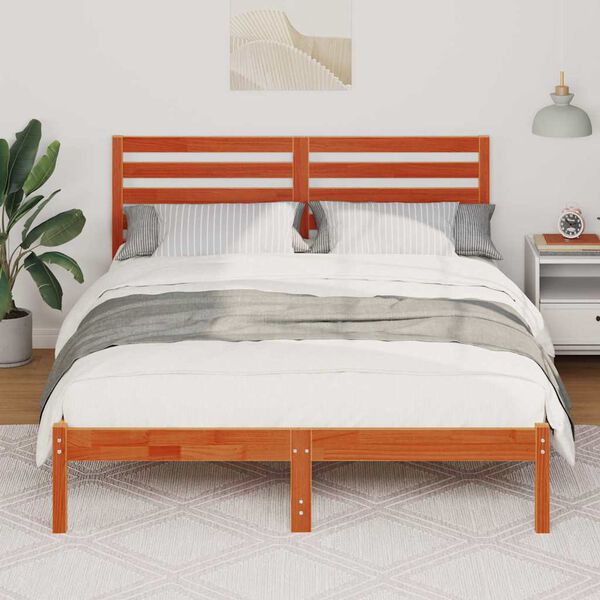vidaXL Σκελετός Κρεβατιού Καφέ κεριού 140 x 190 cm Μασίφ ξύλο πεύκου
