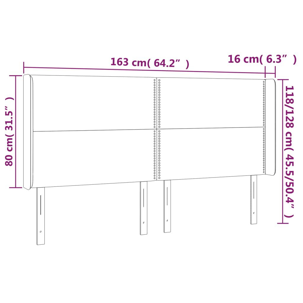 vidaXL Κεφαλάρι με Πτερύγια Μαύρο 163x16x118/128 εκ. Υφασμάτινο