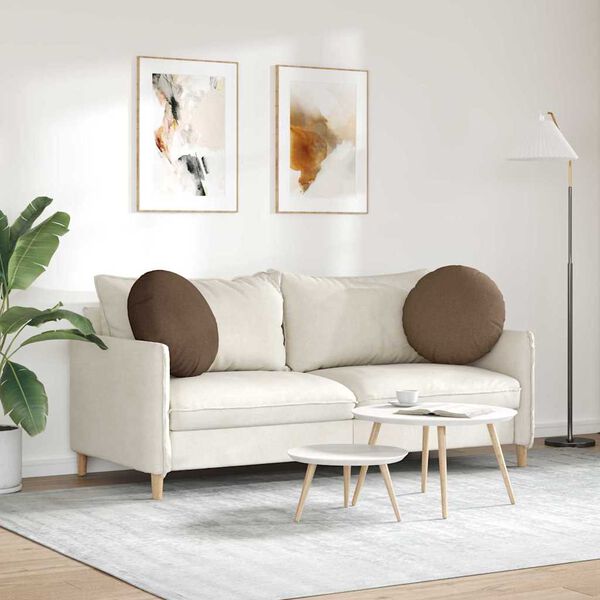 vidaXL Μαξιλάρια καθισμάτων 2 pcs Καφέ Ø50 x 19 εκ ύφασμα