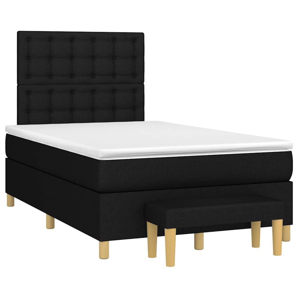 vidaXL Κρεβάτι Boxspring με Στρώμα Μαύρο 120x190 εκ. Υφασμάτινο