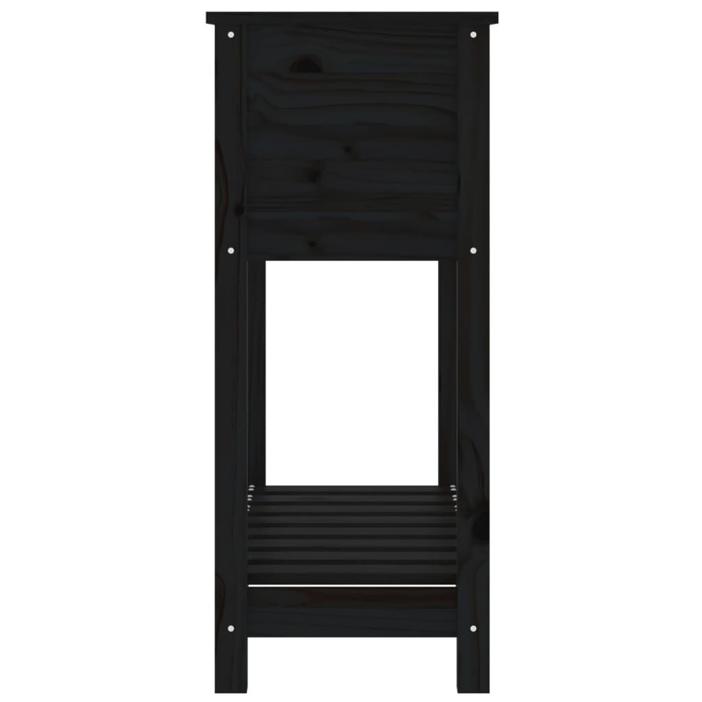 vidaXL Ζαρντινιέρα με Ράφι Μαύρη 82,5x34,5x81εκ. Μασίφ Ξύλο Πεύκου