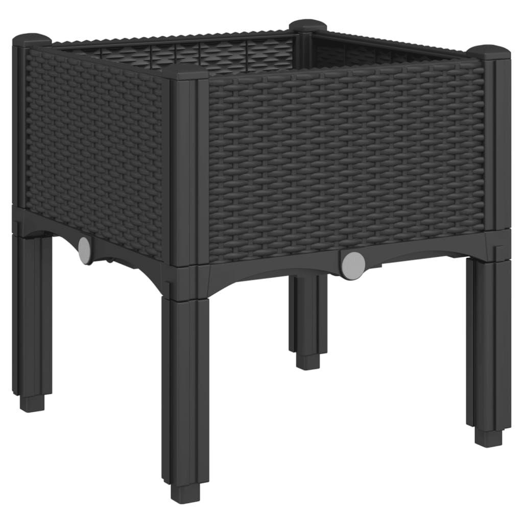 vidaXL Ζαρντινιέρα Κήπου με Πόδια Μαύρη 40x40x42 εκ. Πολυπροπυλένιο