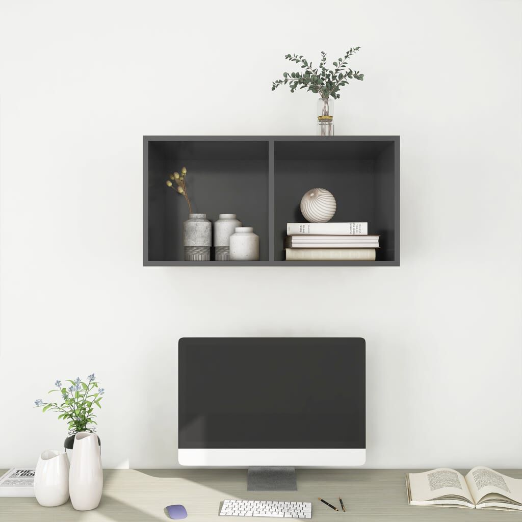 vidaXL Έπιπλο Τηλεόρασης Κρεμαστό Γκρι 37x37x72 εκ. από Επεξ. Ξύλο